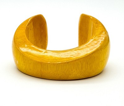 Vintage senfgelb Holz Armreif Armreif breit Glanz Holz Statement Armband