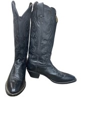 Justin Womans Vintage Black Leather Western mid Calf Boots 6.5B SKU 9561