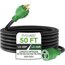 Foot Generator Extension Cord, NEMA L5-30P/L5-30R 125V 10 Gauge SJTW Generator