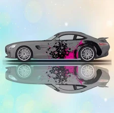 Colorful Star Racing Stripe Car Body Sticke; Vintage Style Decal Both Sides