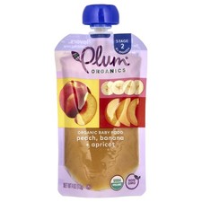 Plum Organics, Organic Baby Food, Stage 2, Peach Banana  Apricot, 4 oz, 113 g