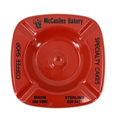 Vintage McCaslins Bakery Red Ashtray Coffee Shop Advertising Dixon Illinois