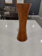 Handcrafted, Wood, Turned Vase 14" Tall Simple Mid Century Modern Retro Boho