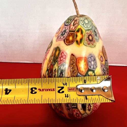 Vintage Egg Wax Candle AMAZING MILLEFIORI Art Handmade Multicolor 5” *Sm Dent - Picture 7 of 7
