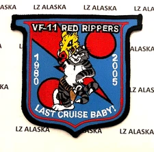 US NAVY VF-11 RED RIPPERS F-14 TOMCAT FIGHTER SQ. PATCH (N8) LAST CRUISE BABY