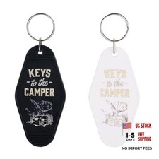 2pcs Camping Keychain, Black  Pink Keys to the Camper Keyring RV White black