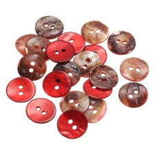 20Pcs Shell Buttons, 15mm 2 Hole Mother of Pearl Sewing Buttons, Red