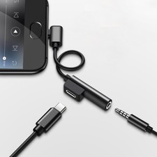 Type-C to 3.5mm Charging Listening Song Audio Converter Data Line Black 