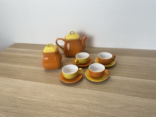 Servizio The Caffè Naj Oleari Teiera Piattini Tazzine Zuccheriera Vintage Giallo - Foto 7 di 19