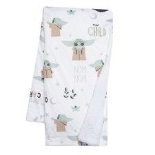 Lambs Ivy Star Wars The Child/Baby Yoda/Grogu White Minky/Fleece Baby Blanket