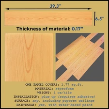 DIY Glue Up Ceiling Panels, Foam Planks, Tiles - 39.3" x 6.5", 12 Pcs/Pack