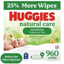 Sensitive Baby Wipes Unscented Hypoallergenic Gentle for Newborn Skin 15 Packs