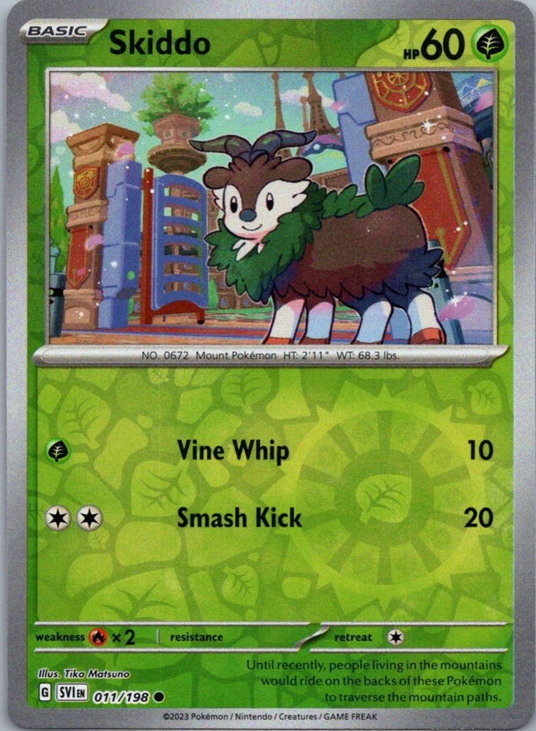 Pokemon TCG Skiddo 11/198 Scarlet Violet Rev Holo NM