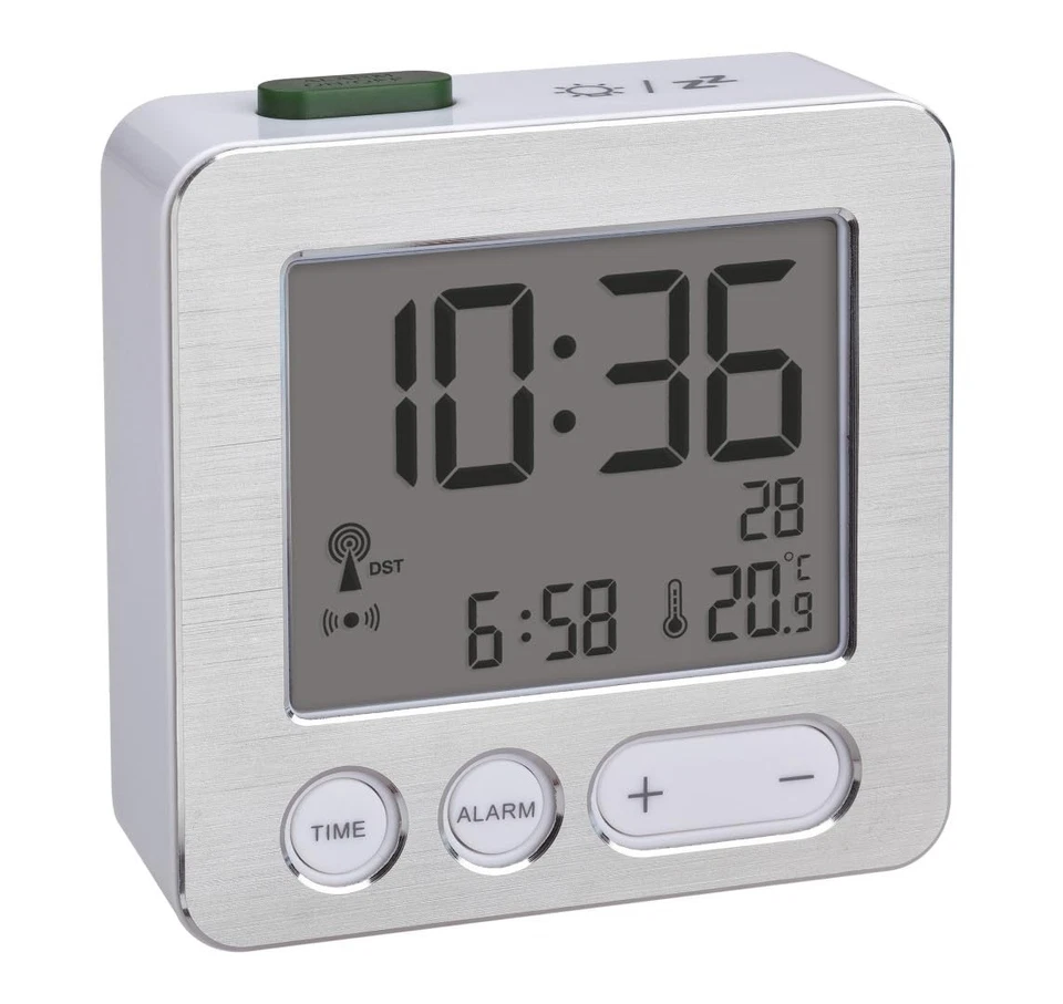 60.2545.54 Digitaler Funk-Wecker Kunststoff Weiß/Silber L 66 x B 22 x H 68 mm - Bild 2 von 4