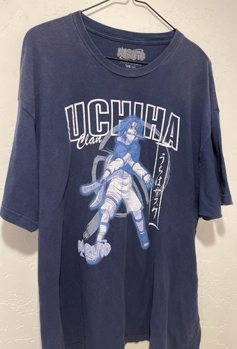 Maglietta Y2K Naruto Shippuden Sasuke Uchicha Anime Manga - XXL Blu Navy - Foto 3 di 10