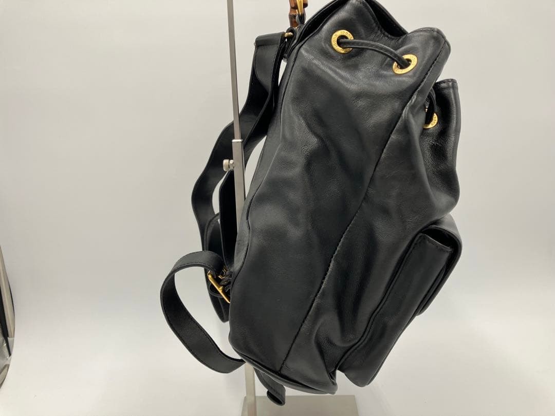 GUCCI Bamboo Drawstring Mini Backpack Rucksack Le… - image 4