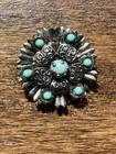 With Turquoise Colored Stone Vintage Silver Tone Brooch Pin