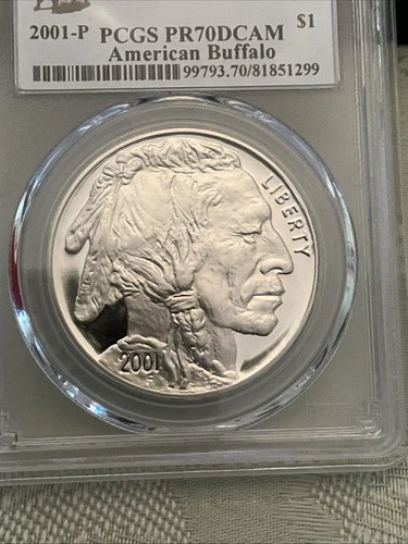 2001 BLACK DIAMOND PCGS PR70 DCAM  AMERICAN BUFFALO US MINT SILVER COIN