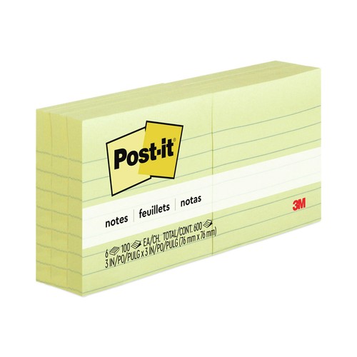 Post-it Notes 6306PK 3" x 3" Original Note Ruled Pads - Canary Yellow (6/PK) New - Picture 1 of 9
