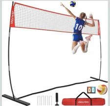 Volleyball Net, 12FT Training Set with 3-Level Adjustable Height (8'/7.4'/6.6...