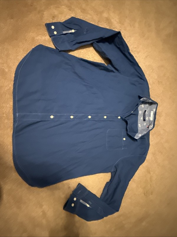 Tommy Bahama XL Blue Long Sleeve Button Up Shirt 100% Cotton