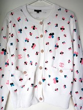 Chanel Clover Leaf Multicolour Cardigan Knitwear Sweater Size 40 2024