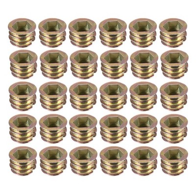 Threaded Insert Nuts Zinc Alloy Hex Socket M8 Internal Threads 10mm Length 30pcs
