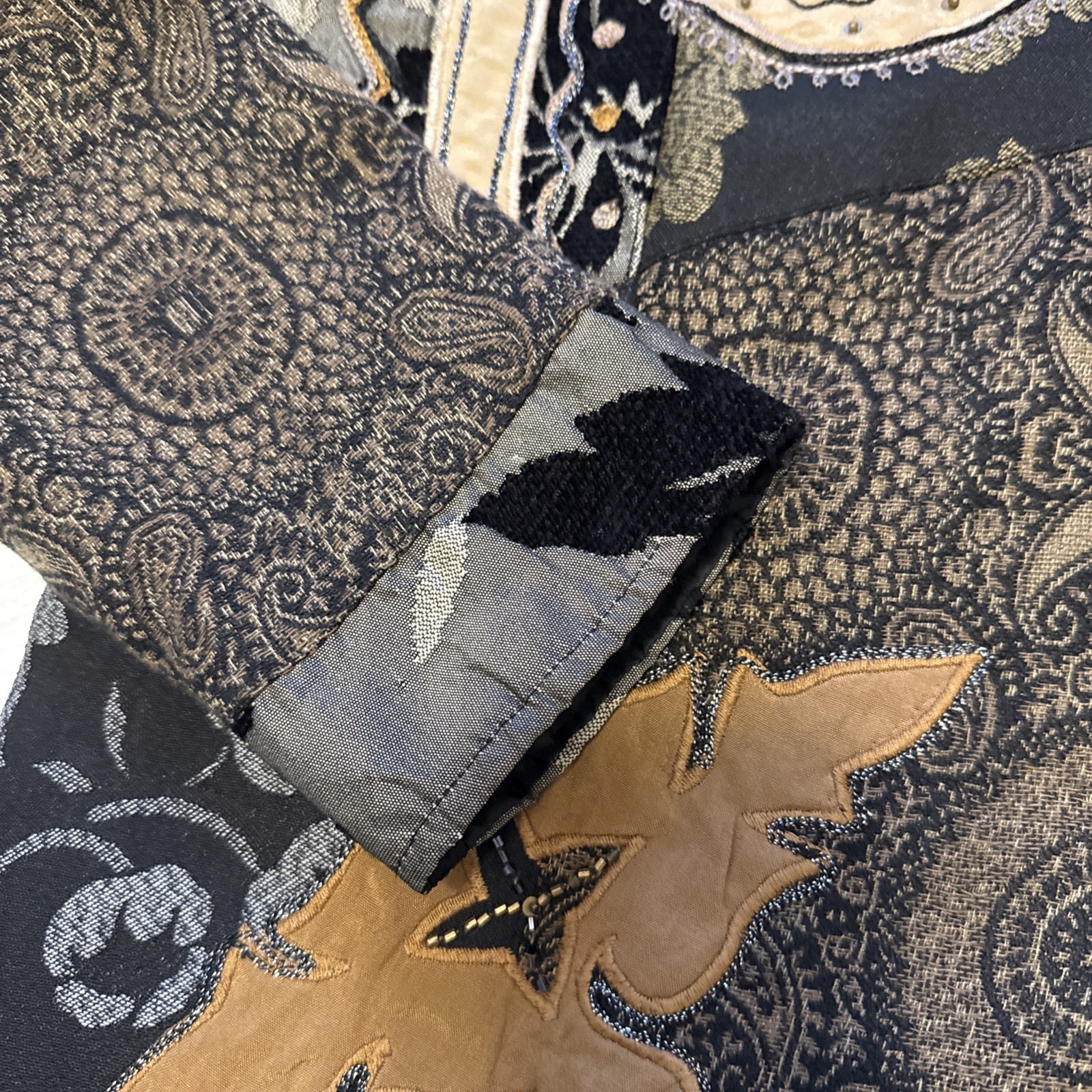 Alex Kim Tapestry Jacket Small Patchwork Boho Tex… - image 8