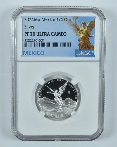 2024 Mo Mexico 1/4 Onza Silver Libertad PF70 UCAM NGC Mexico Label *6903