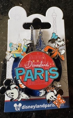 Disneyland Paris Mickey Minnie Goofy Donald Spinner Pin DLPR Eiffel Tower Fab 4