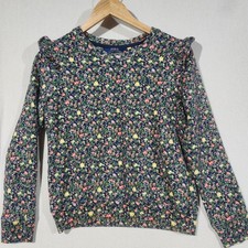 Polo Ralph Lauren Girls XL 16 Floral Ruffle Shoulder Sweatshirt Navy Multi Logo