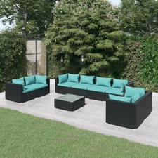 Garden Lounge Set Black