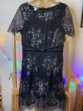 MONSOON 'Maisie' Black & Silver Metallic Lace Cocktail Dress, size 10 - BNWT