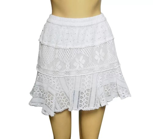 Love Shack ausgefallener rautenweißer Rock S 6 Damen Freizeit Spitze Boho Mini NEU 39690 - Bild 4 von 9