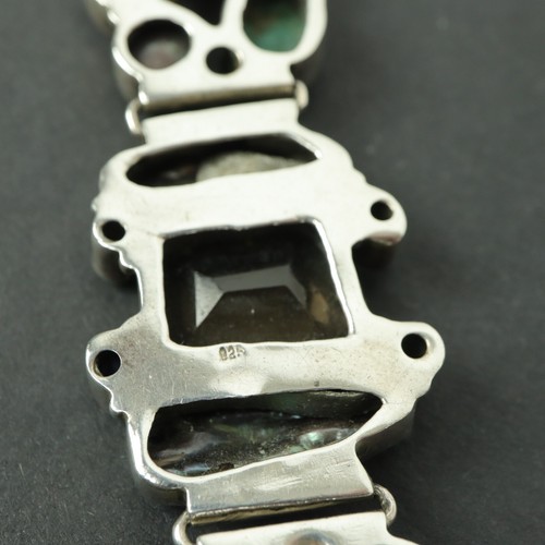 Vintage Sterling Silber massiv 925 Multi Edelstein Armband T Stab Verschluss 57,5 g - Bild 6 von 8