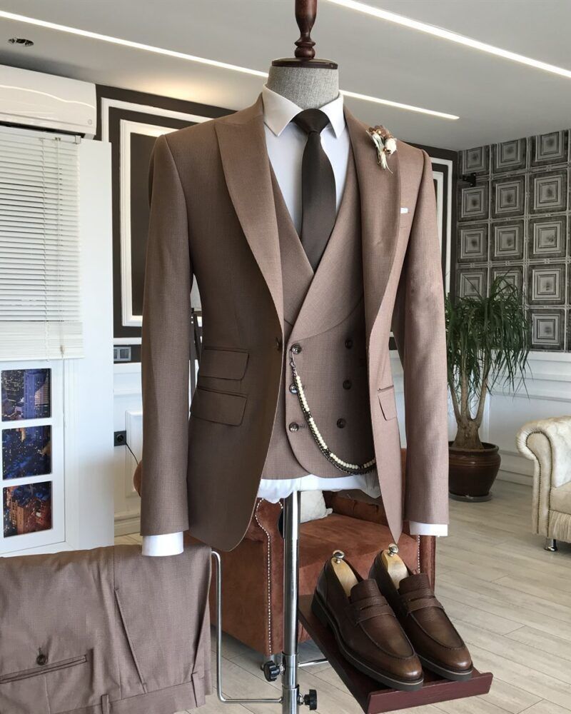 Brown Men Suit Formal Business Party Prom Dinner Groom Tuxedo Wedding Suits  | eBay