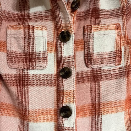 Old Navy Toddler Kids Flannel Plaid Shacket Jacket Size 18-24 Months Pink Orange - Picture 3 of 6