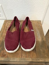 Youth Toms Classic Maroon Burgundy Slip On Flats Sz 4Y Canvas Casual Shoes