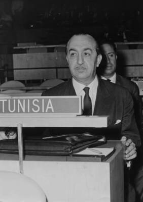 Tunisian diplomat Mongi Slim during United Nations debate Bizerta Sp- Old Photo