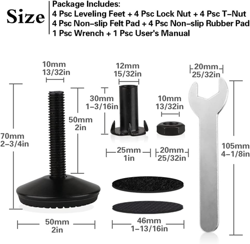 4 Set M10 Adjustable Leveling Feet Tahikem Heavy Duty Height Adjuster Furnitu... - Picture 2 of 12