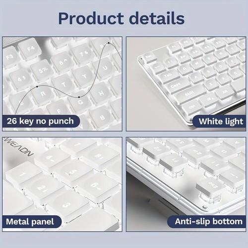 PC USB Wired Keyboard 104 Keys Silent Business Mute Key Board PC Laptop Computer - Picture 8 of 26