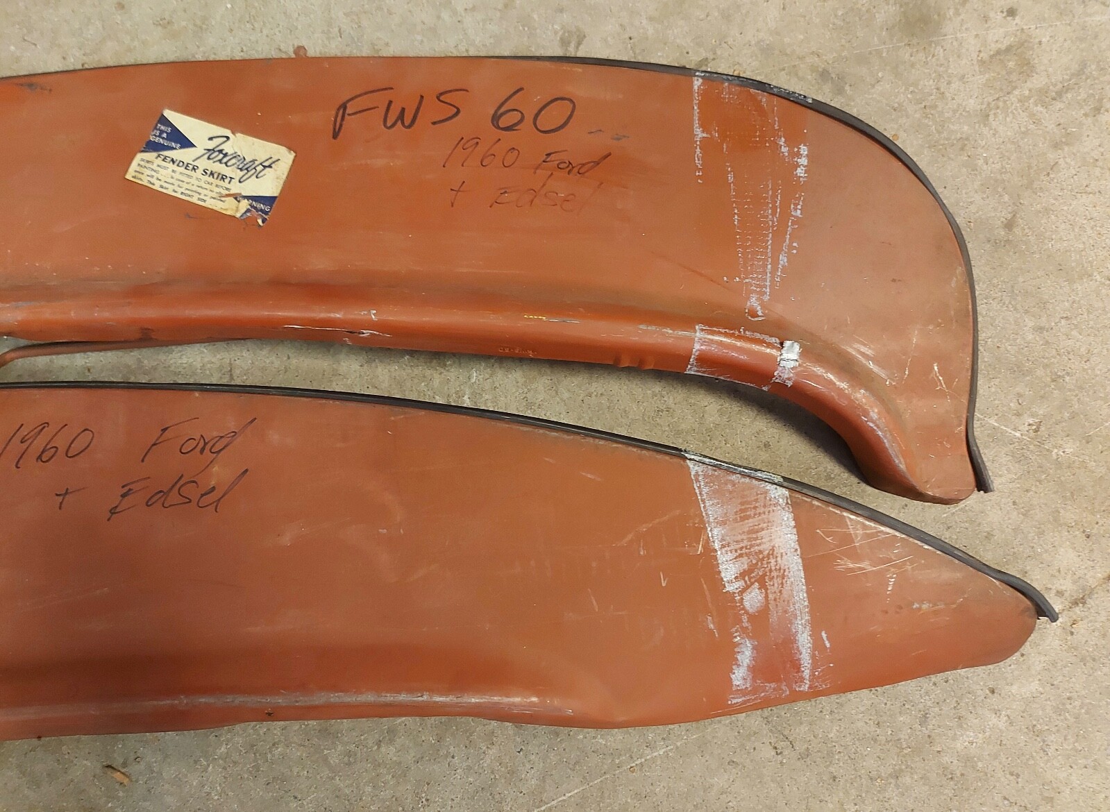 1960 Ford NOS FOXCRAFT Flush Mount Rear Fender Skirts Ford Edsel Ranger