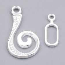 Swirl Hook Clasps Shiny Silver Bracelet Necklace Hook Eye 4 Sets Findings