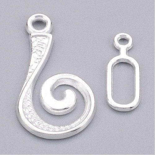 Swirl Hook Clasps Shiny Silver Bracelet Necklace Hook Eye 4 Sets Findings - Picture 1 of 2