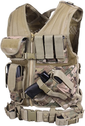 Military MOLLE Cross Draw Tactical Adjustable Vest SWAT Combat with Duty Belt - Picture 14 of 14