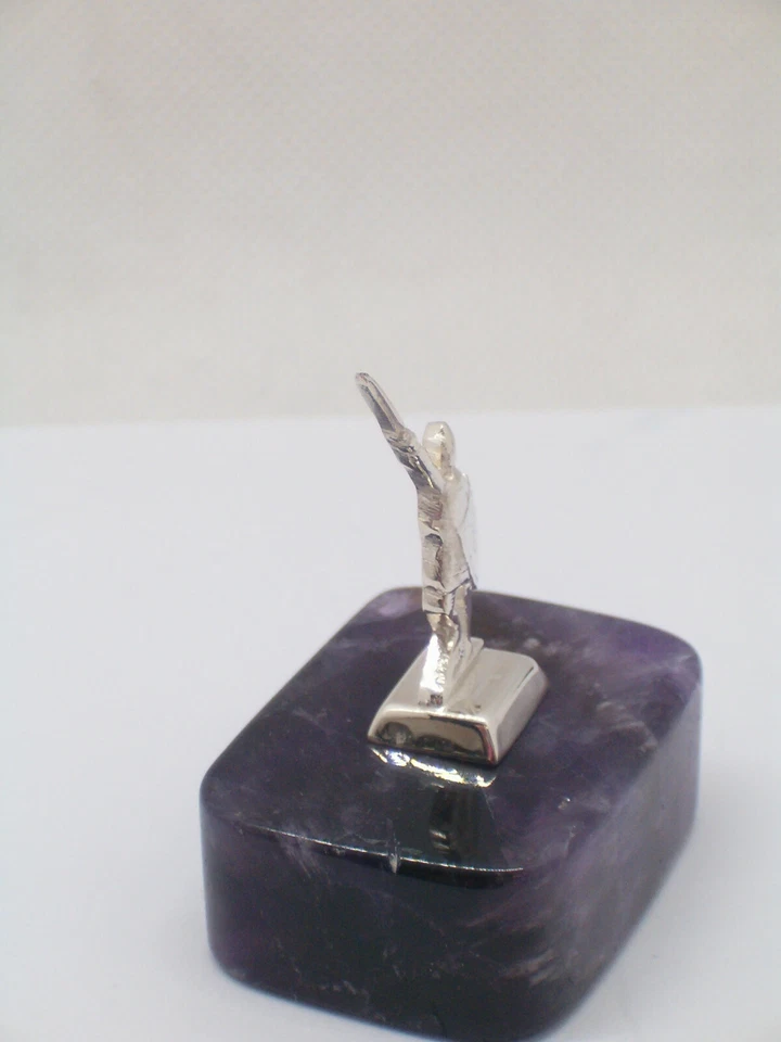 Alberto Da Giussano in ARGENTO 925 su Ametista Viola - statuetta su Pietra Dura - Immagine 3 di 4