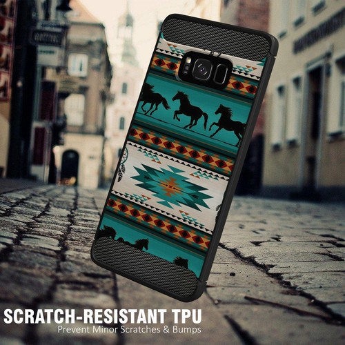 Per SAMSUNG [MOLTI MODELLI] - Custodia TPU flessibile in fibra di carbonio - Teal Western Horse  - Foto 18 di 70