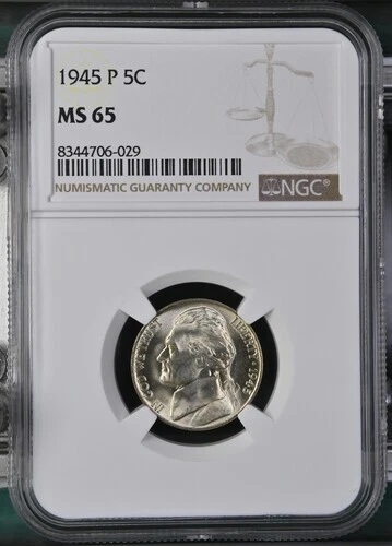1945-P Jefferson nickel graded by NGC MS65