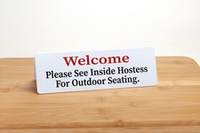15pk Restaurant Seating Signs - Outdoor Seating, Tent Style Signs, Free Shipping