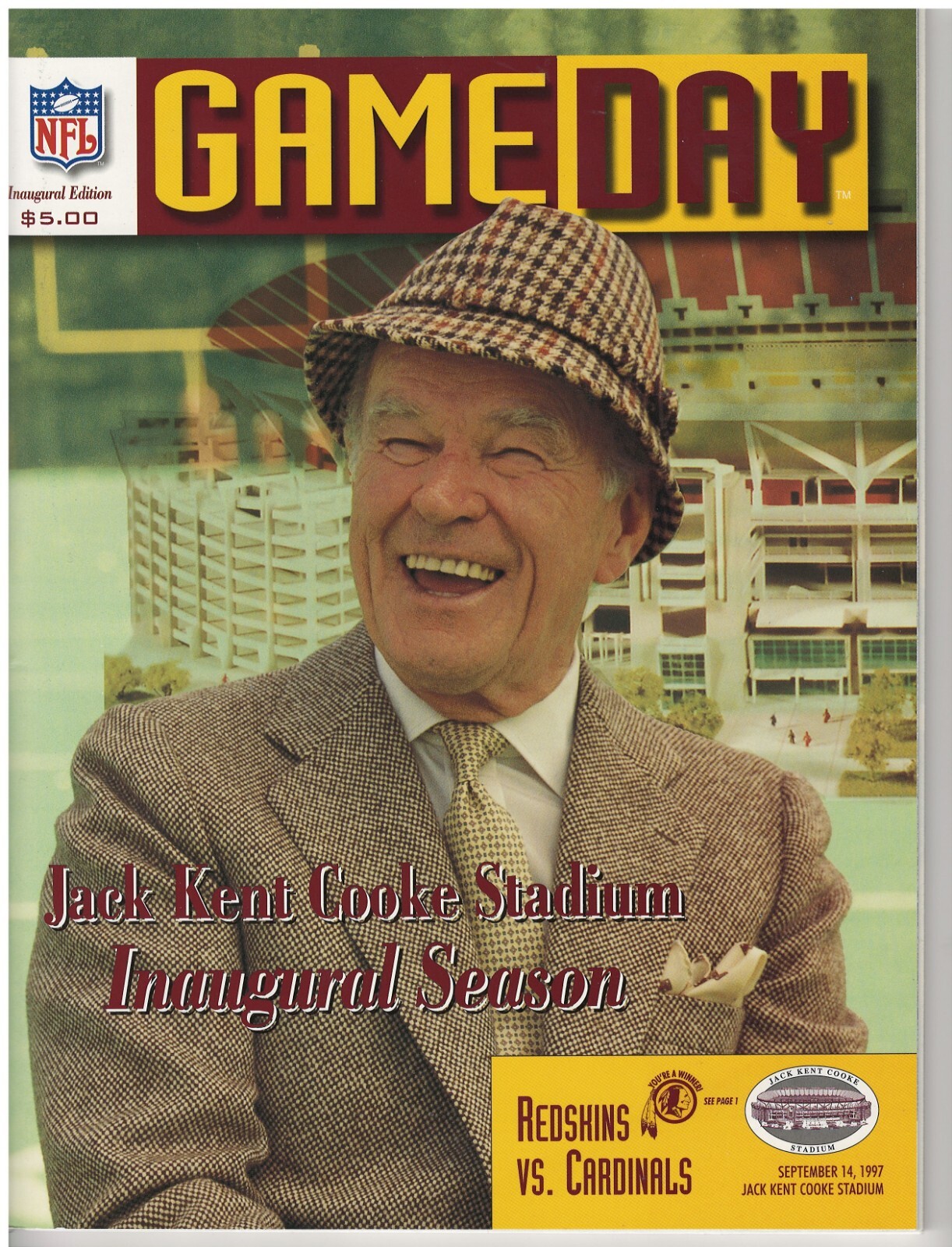 WASHINGTON REDSKINS VS CARDINALS 9/14/97 JKC STADIUM INAUGURAL GAME ...